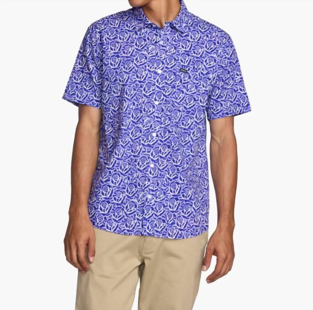 NEW RVCA barba roses short sleeve top in light blue